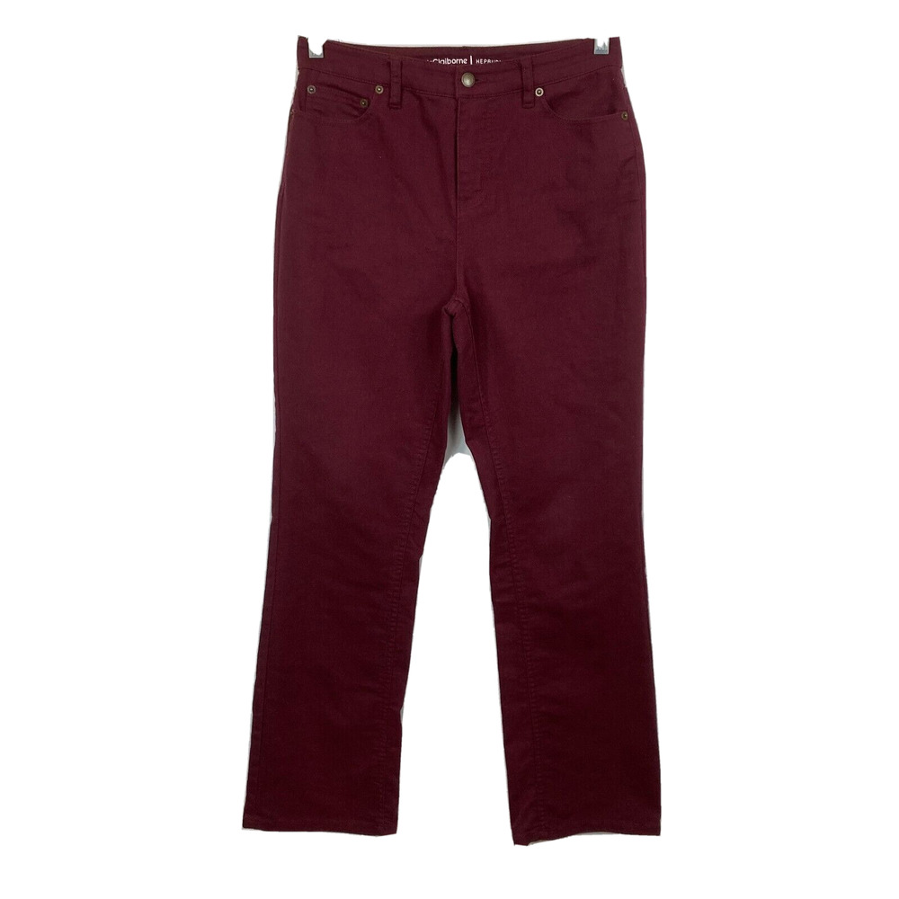 Liz Claiborne Jeans Womens Sz 8 Hepburn Burgundy Cotton Stretch Straight Leg